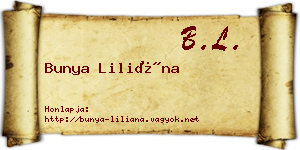 Bunya Liliána névjegykártya